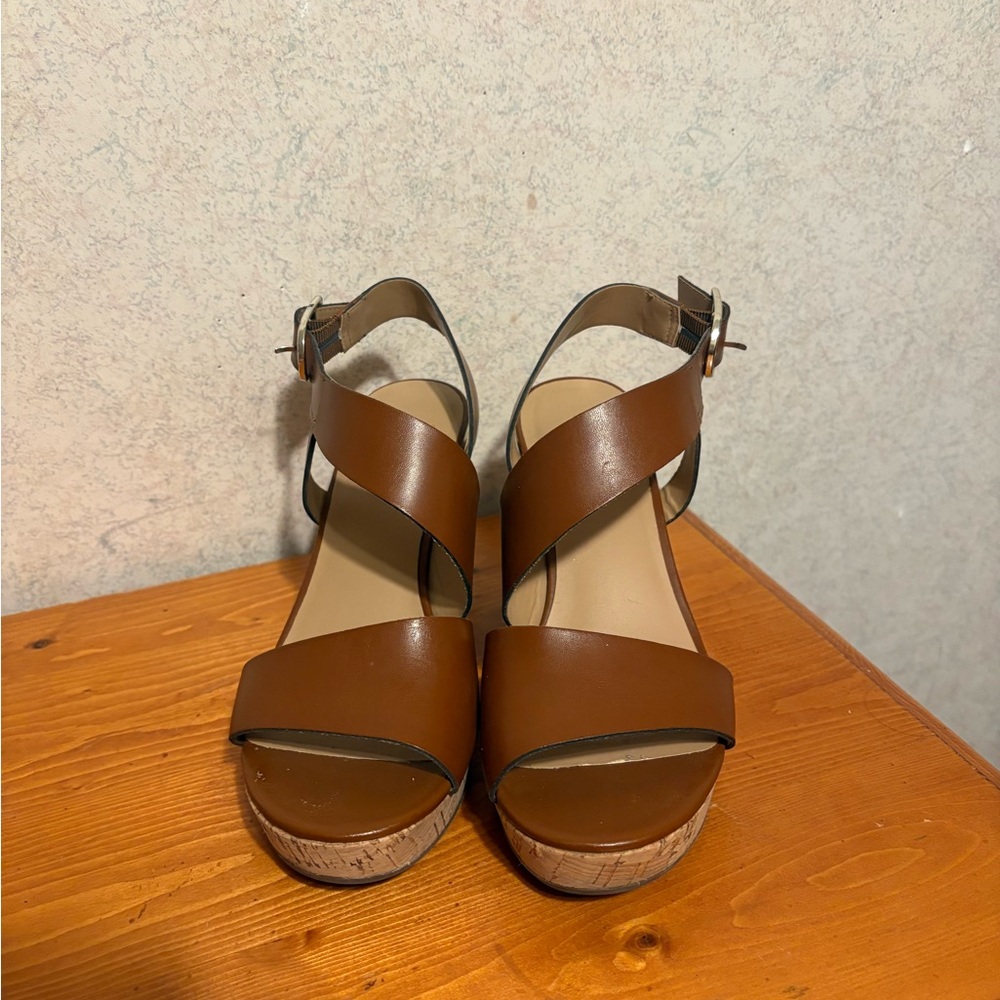 Franco Sarto Marabel camel brown cork wedge sandals Size 6